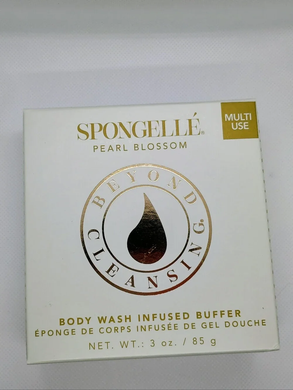 Spongellé Pearl Blossom Body Wash Infused Buffer - White and Gold